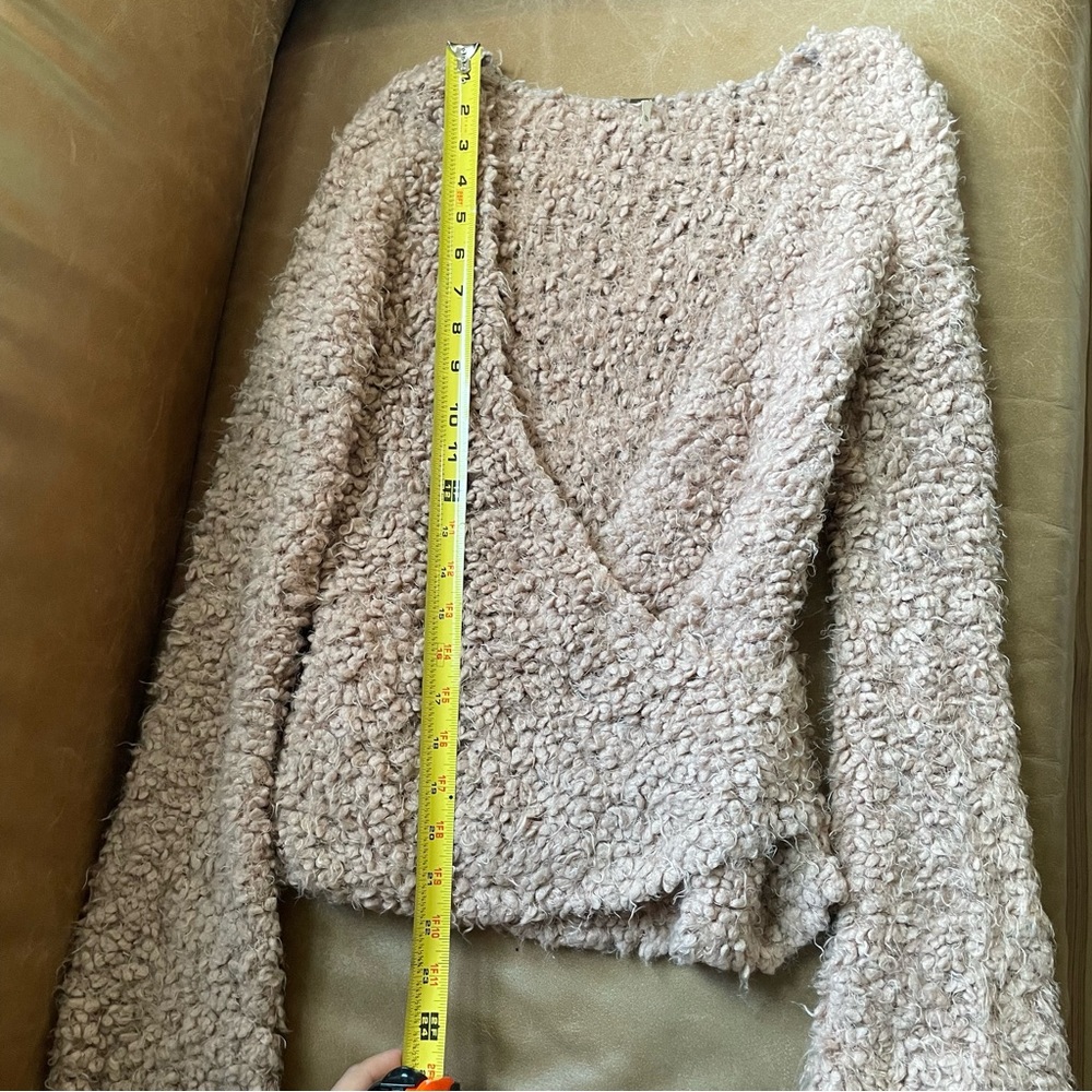 Free People pink Teddy marshmallow furry wrap sweater ballet romantic - Picture 6 of 7